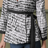 Black Shibori Tie-Dye Cotton Wrap Top