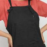 Black Strap Sleeve Cotton Dungaree Jumpsuit