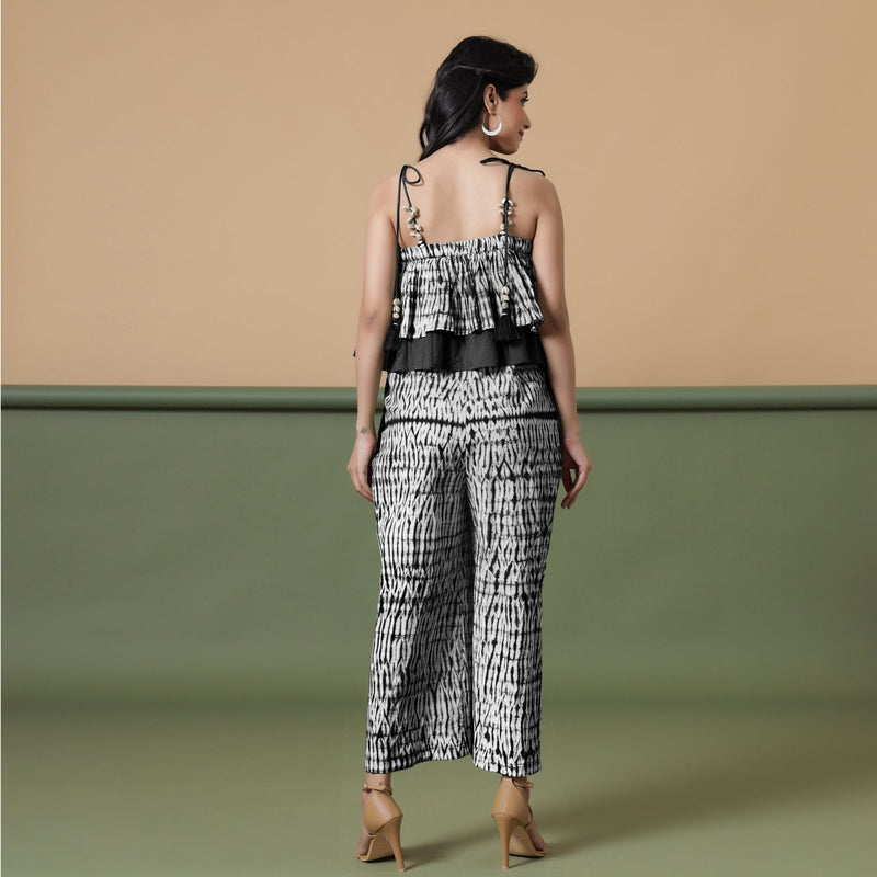 Black Tie-Dye Ankle Length Cotton Camisole Jumpsuit