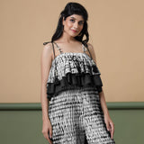 Black Tie-Dye Ankle Length Cotton Camisole Jumpsuit
