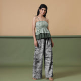 Black Tie-Dye Cotton High-Rise Elasticated Wide Legged Pant