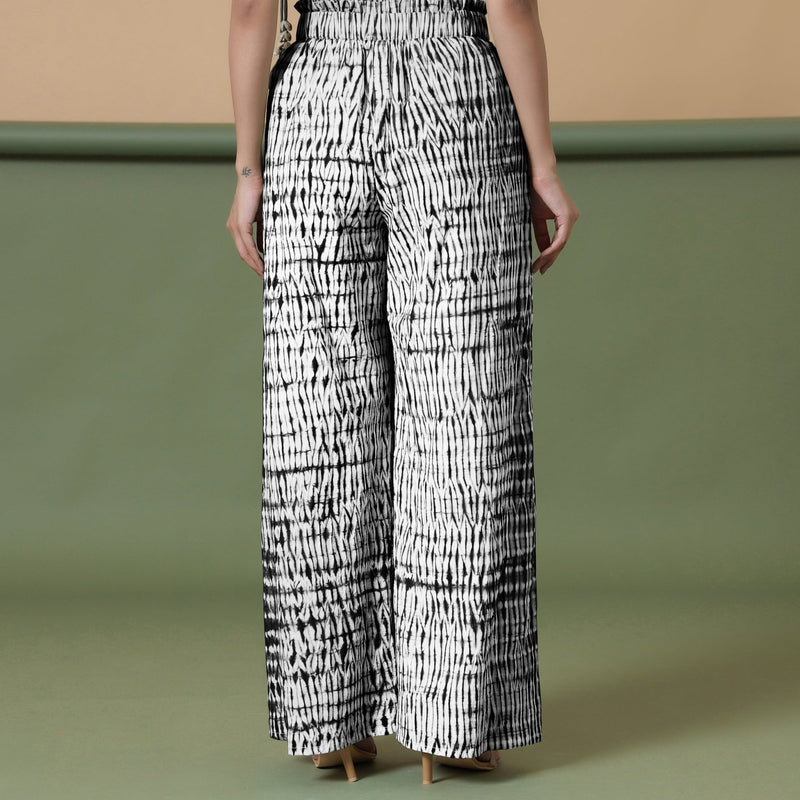 Black Tie-Dye Cotton High-Rise Elasticated Wide Legged Pant