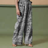 Black Tie-Dye Cotton High-Rise Elasticated Wide Legged Pant