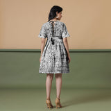 Black Tie-Dye Cotton Knee Length Fit and Flare Dress