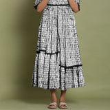 Black Tie-Dye Cotton Sweetheart Neck Asymmetrical Maxi Dress