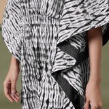 Black Tie-Dye Kimono Sleeves Cotton Kaftan Jumpsuit