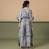 Black Tie-Dye Kimono Sleeves Cotton Kaftan Jumpsuit