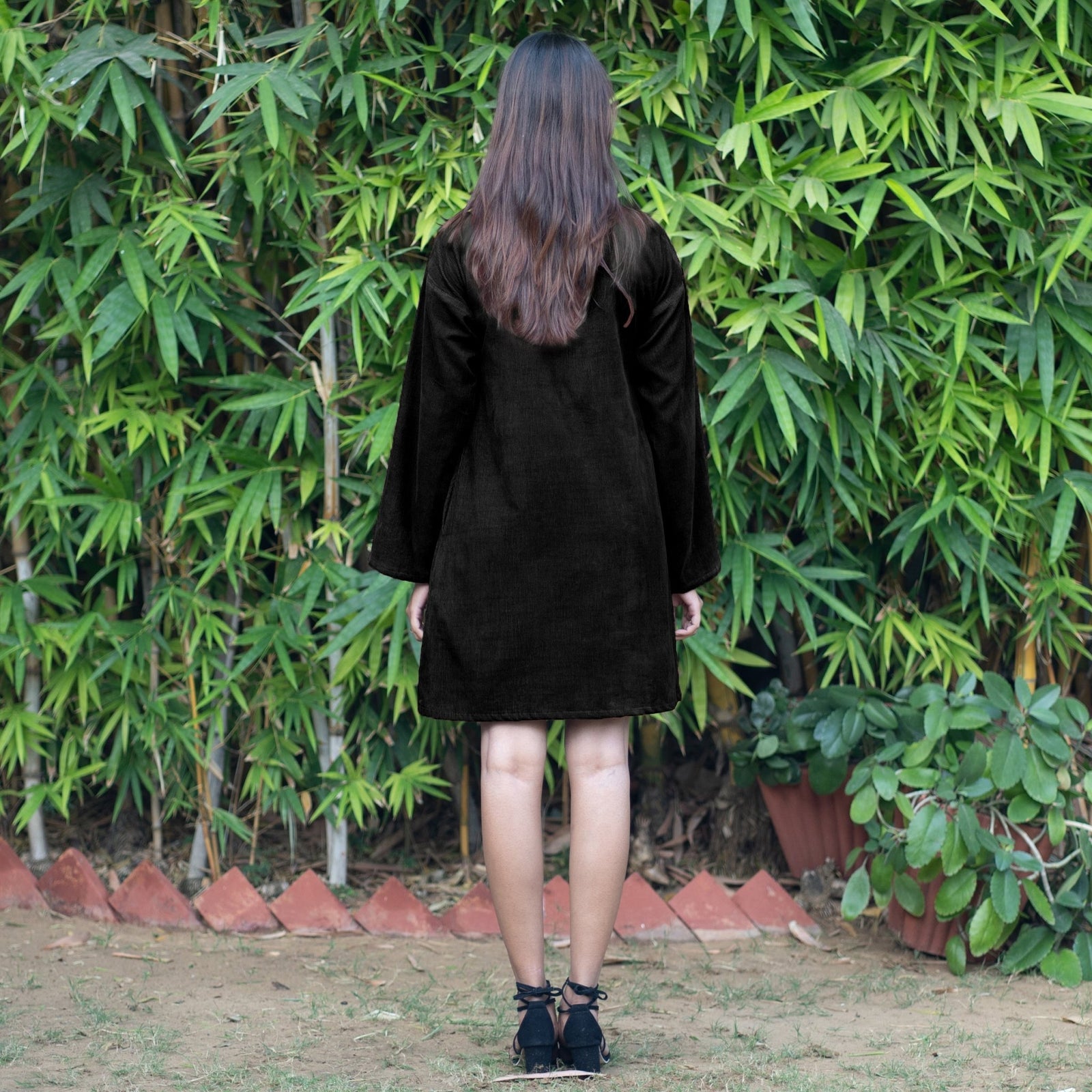 black corduroy mini dress Suzanne Corduroy Button Up Mini Dress