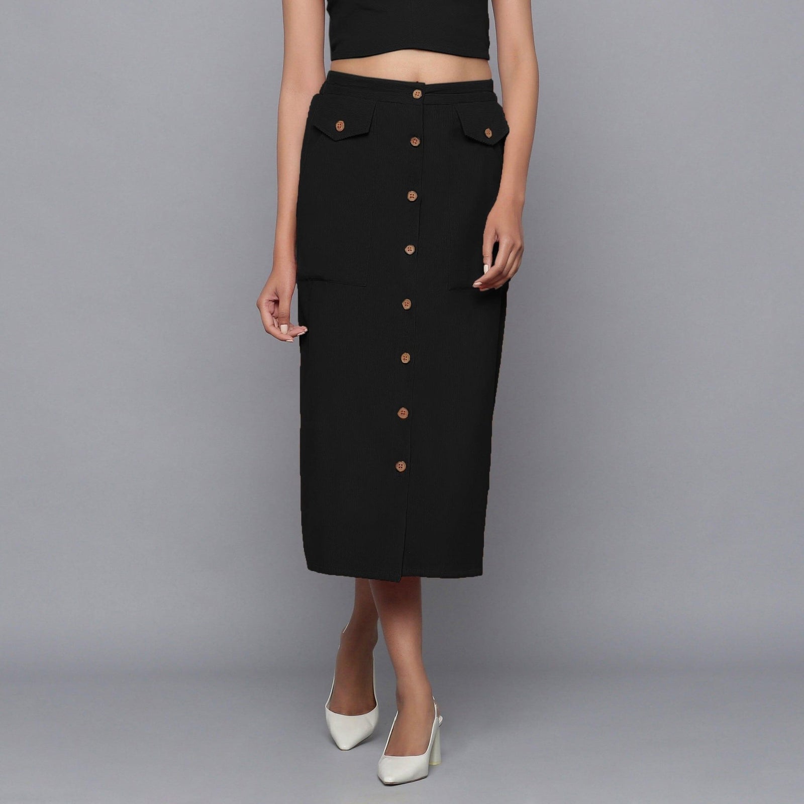 Cotton Corduroy Midi Skirt