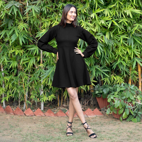black fit and flare dress Warm Cotton Waffle Short 46