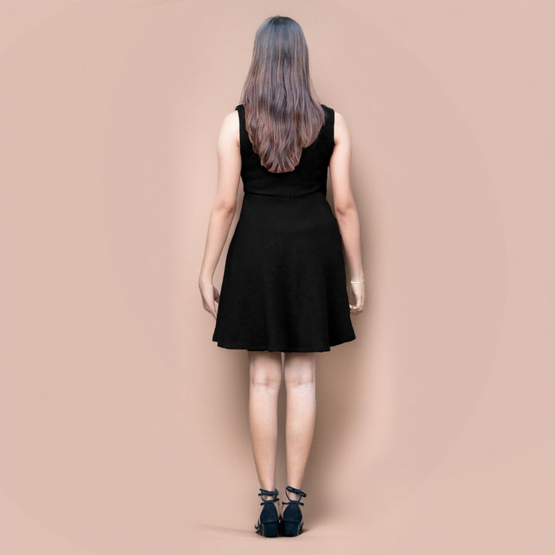 black sleeveless flare dress Womens V Neck Sleeveless Extra Small Dress