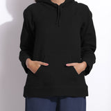Black Warm Cotton Waffle Hoodie Sweatshirt