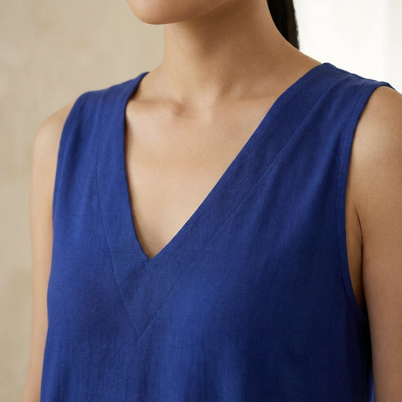 Buy Blue Cotton Poplin A-Line V-Neck Sleeveless Maxi Tier Dress Online at SeamsFriendly Buy Blue Cotton Poplin A-Line V-Neck Sleeveless Maxi Tier Dress Online at SeamsFriendly