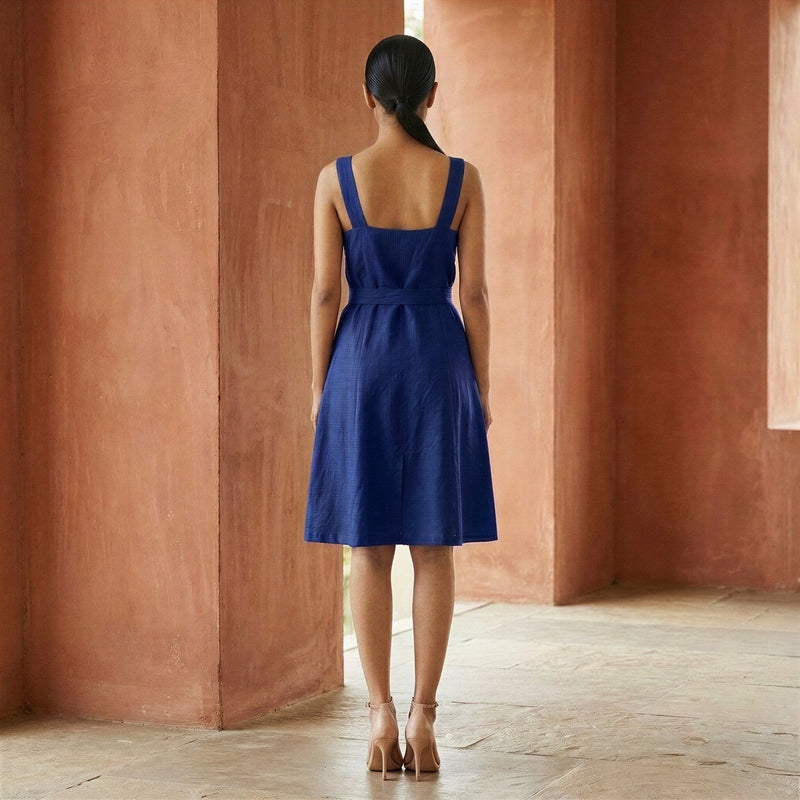 a line dress knee length Blue Cotton Poplin Princess 62