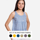 Front View of a Model wearing Block Printed A-Line Cotton Tank Top