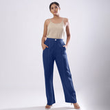 Blue Handspun 100% Cotton Mid-Rise Elasticated Pant