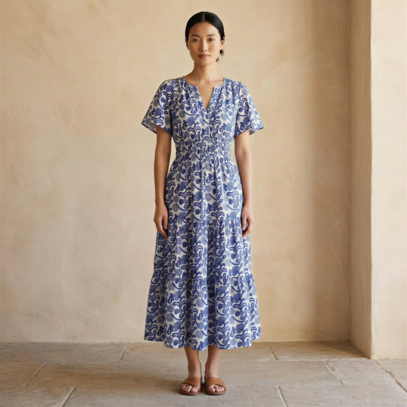 cotton flutter sleeve dress Petal & Pup Women's Nova Flutter Sleeve Midi Dress
