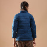 Back View of a Model wearing Reversible Detachable Hoodie Quilted Cotton Jacket