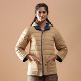 Front View of a Model wearing Reversible Detachable Hoodie Quilted Cotton Jacket