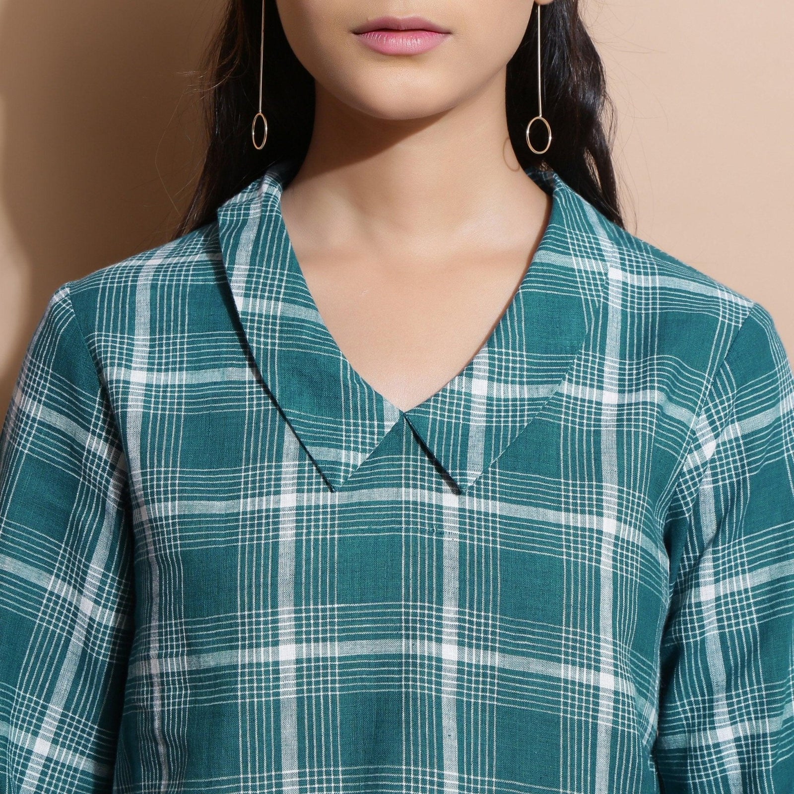 bottle-green-checks-cotton-