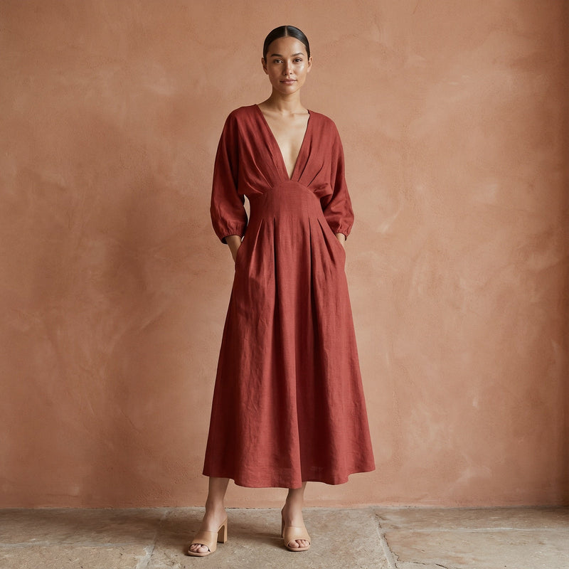 strapless open back dress Buy Brick Red Cotton Deep-V Neck Empire Waist Maxi Dress Online at  SeamsFriendly