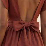 Brick Red Cotton Open-Back Fit and Flare Knee Length Dress