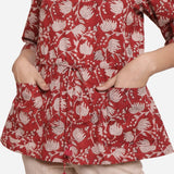 Front Detail of a Model wearing Bagru Block Print Loose Fit Tunic