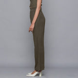 Bronze Grey Warm Cotton Corduroy Elasticated Bootcut Pant