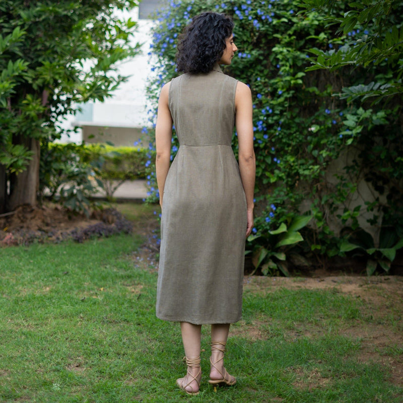 Bronze Grey Warm Cotton Corduroy Sleeveless Midi Blazer Dress 70" / Regular (5'2" - 5'6") Bronze Grey Warm Cotton Corduroy Sleeveless Midi Blazer Dress 70" / Regular (5'2" - 5'6")