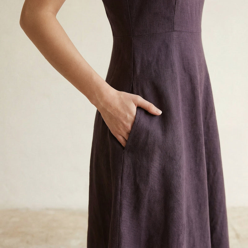 brown ankle length dress Cupro Ankle length dress