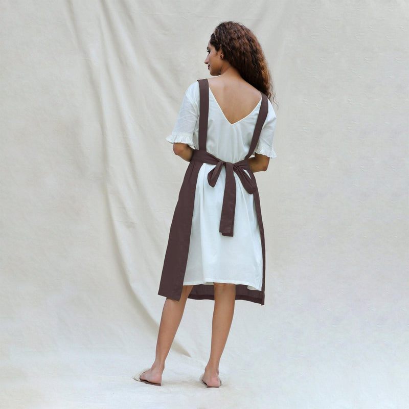 Brown Cotton Flax Comfort Fit Apron