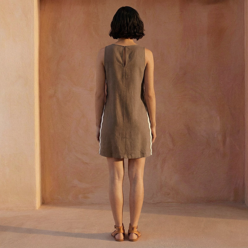 striped linen shift dress Scoopneck Mini Shift Dress in 100% Linen