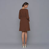 Brown Warm Cotton Corduroy Short Dress