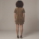 Brown Warm Cotton Velvet A-Line Short Dress