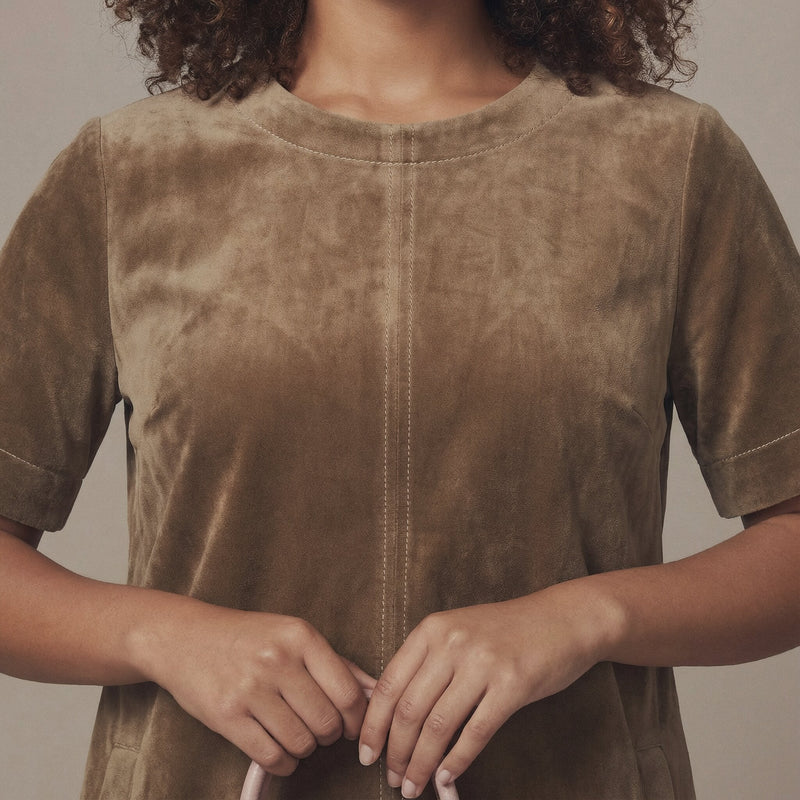 Brown Warm Cotton Velvet A-Line Short Dress 50" / Custom Height (Free) Brown Warm Cotton Velvet A-Line Short Dress 50" / Custom Height (Free)