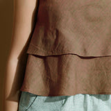 Close View of a Model wearing Brown Handspun Flared Camisole Top