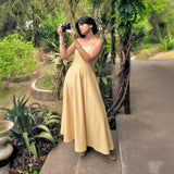 Butter Yellow 100% Cotton Ankle Length Flared Sundress