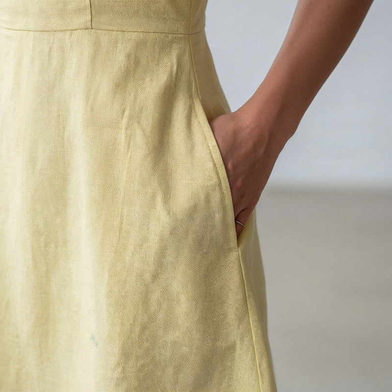 Butter Yellow 100% Cotton Fit and Flare Short Dress 38" / Regular (5'2" - 5'6") Butter Yellow 100% Cotton Fit and Flare Short Dress 38" / Regular (5'2" - 5'6")