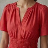 Cherry Red Cotton Elasticated Short Tier Dress