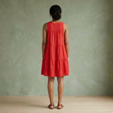 Cherry Red Cotton Tiered Mini Sundress
