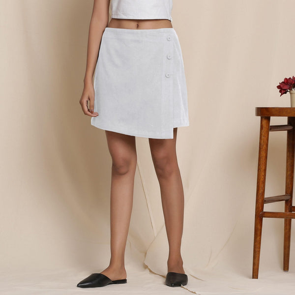 Buy Cloudy Grey Warm Cotton Flannel Short Overlap Skirt Online at SeamsFriendly