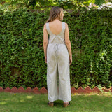 Cloudy Grey Yarn Dyed Cotton Flared Jumpsuit