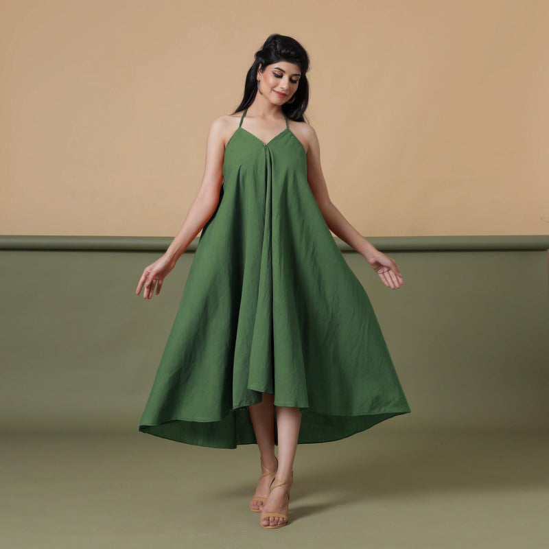 Convertible 3-Way Forest Green Tie-Dye Cotton Skirt Dress