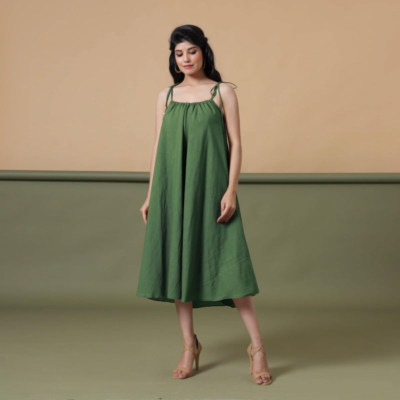 Convertible 3-Way Forest Green Tie-Dye Cotton Skirt Dress