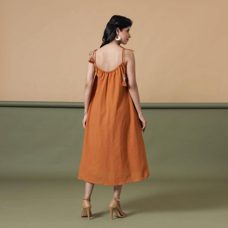 Convertible 3-Way Rust Tie-Dye Cotton Skirt Dress