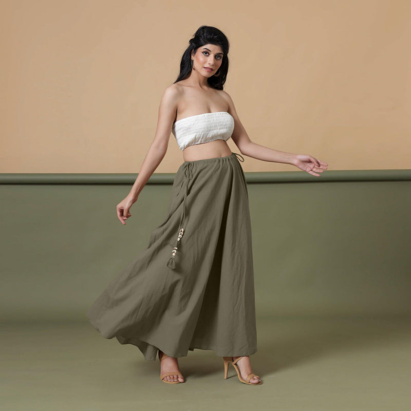 Convertible 3-Way Sage Green Tie-Dye Cotton Skirt Dress