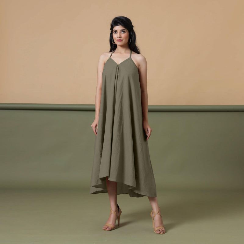 Convertible 3-Way Sage Green Tie-Dye Cotton Skirt Dress