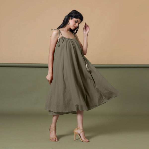 Convertible 3-Way Sage Green Tie-Dye Cotton Skirt Dress