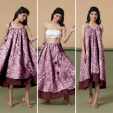 Convertible 6-Way Sangria Wine Tie-Dye Cotton Skirt Dress