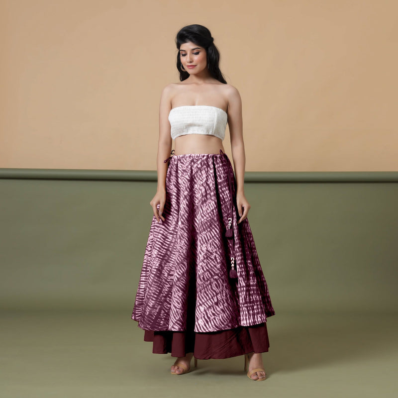 Convertible 6-Way Sangria Wine Tie-Dye Cotton Skirt Dress